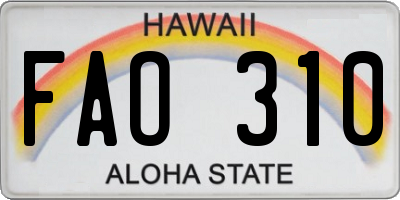 HI license plate FAO310