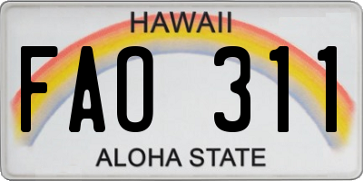 HI license plate FAO311