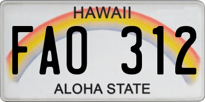 HI license plate FAO312