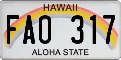 HI license plate FAO317
