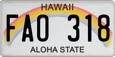 HI license plate FAO318