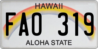 HI license plate FAO319