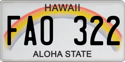 HI license plate FAO322