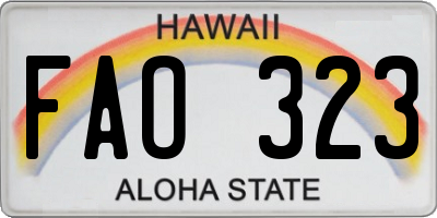 HI license plate FAO323