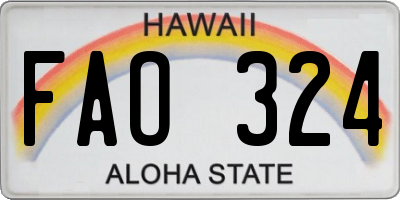 HI license plate FAO324