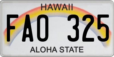 HI license plate FAO325