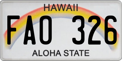 HI license plate FAO326
