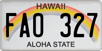 HI license plate FAO327