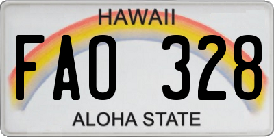 HI license plate FAO328