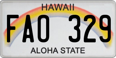 HI license plate FAO329
