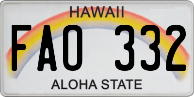 HI license plate FAO332