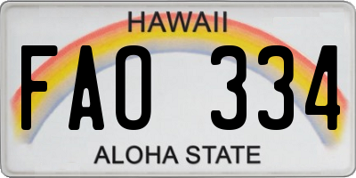 HI license plate FAO334
