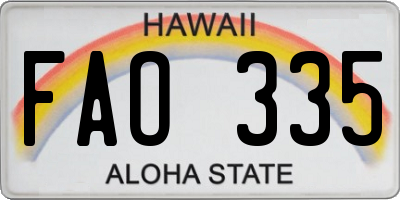 HI license plate FAO335