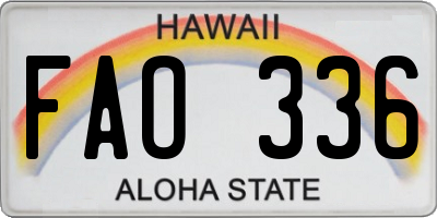 HI license plate FAO336