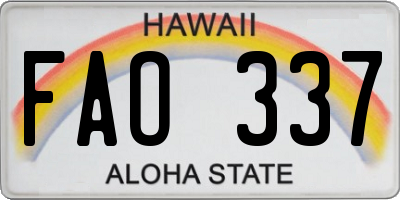 HI license plate FAO337