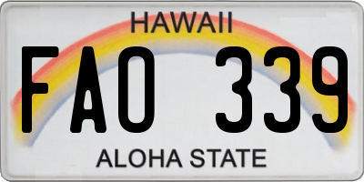 HI license plate FAO339
