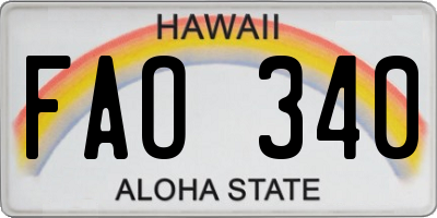 HI license plate FAO340