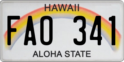 HI license plate FAO341