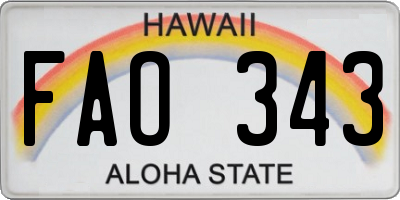 HI license plate FAO343