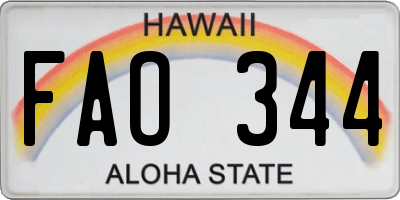 HI license plate FAO344
