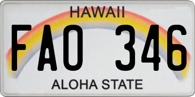 HI license plate FAO346