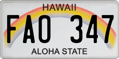 HI license plate FAO347