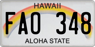 HI license plate FAO348