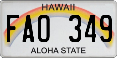 HI license plate FAO349