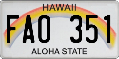 HI license plate FAO351