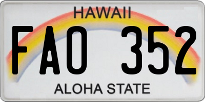 HI license plate FAO352