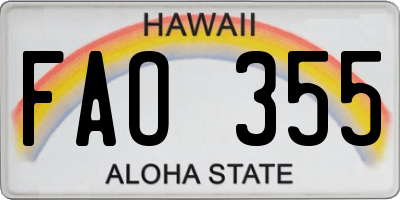 HI license plate FAO355