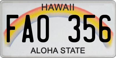 HI license plate FAO356