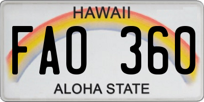 HI license plate FAO360