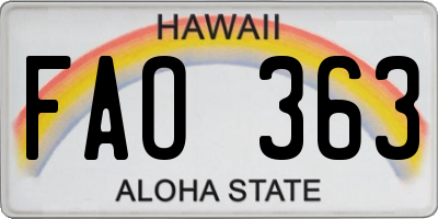 HI license plate FAO363