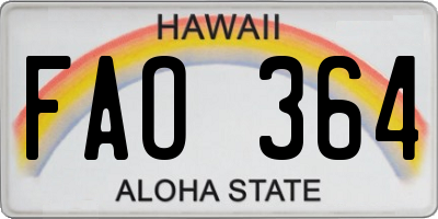 HI license plate FAO364