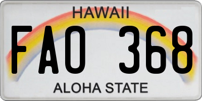 HI license plate FAO368