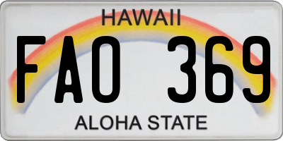 HI license plate FAO369