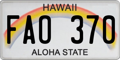 HI license plate FAO370
