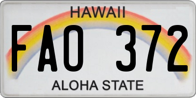HI license plate FAO372