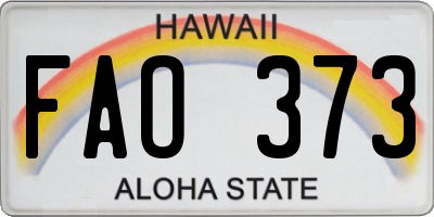 HI license plate FAO373