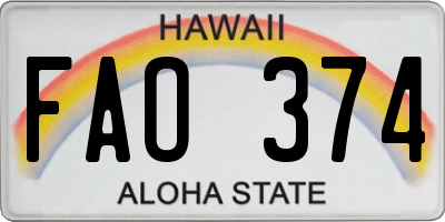 HI license plate FAO374