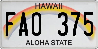 HI license plate FAO375