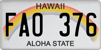 HI license plate FAO376