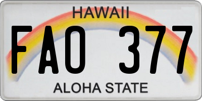 HI license plate FAO377