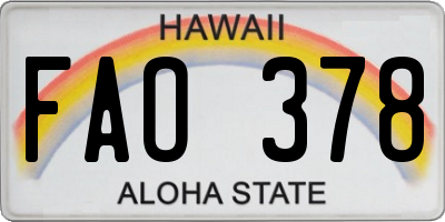 HI license plate FAO378