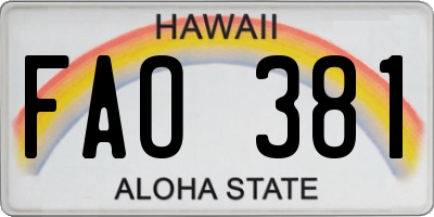 HI license plate FAO381