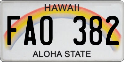 HI license plate FAO382