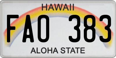 HI license plate FAO383