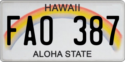 HI license plate FAO387