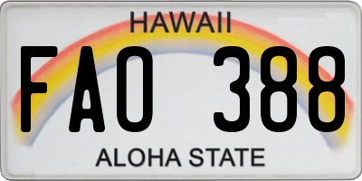 HI license plate FAO388